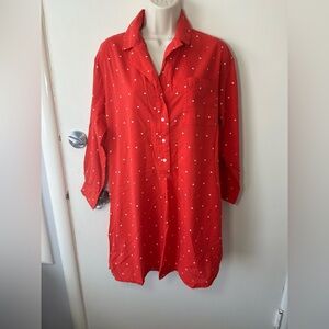 Maternity Old Navy Red Shirts dress with White Heart Design size S